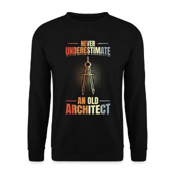 Ne sous-estimez jamais un vieil architecte - Sweat-shirt Unisexe - noir - Devant - Alina (178cm) & Michal (187cm)