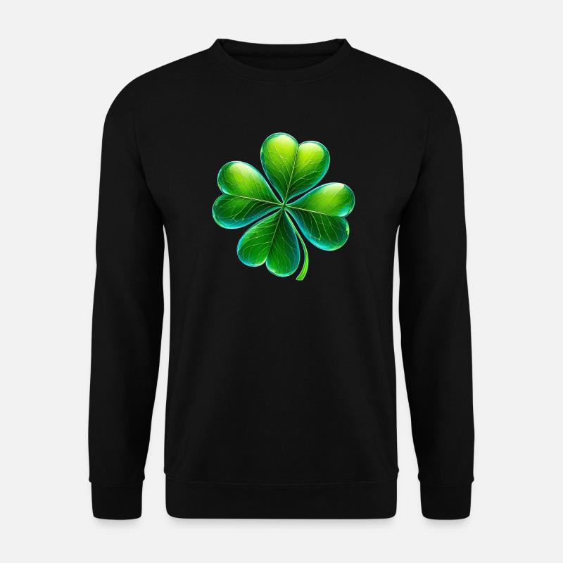 Vierblättriges Kleeblatt - Unisex Pullover - Schwarz