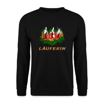 Läuferin - Unisex Pullover - Schwarz - Vorne - Alina (178cm) & Michal (187cm)