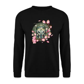 exotisches afrikanisches Krabbeltier mit Magnolien - Unisex Pullover - Schwarz - Vorne - Alina (178cm) & Michal (187cm)