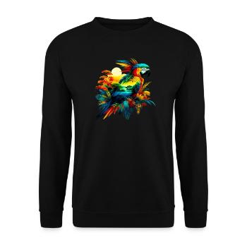 Papagei - Unisex Pullover - Schwarz - Vorne - Alina (178cm) & Michal (187cm)
