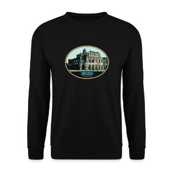 Dresdner Semperoper: Eleganz in der Illustration - Unisex Pullover - Schwarz - Vorne - Alina (178cm) & Michal (187cm)