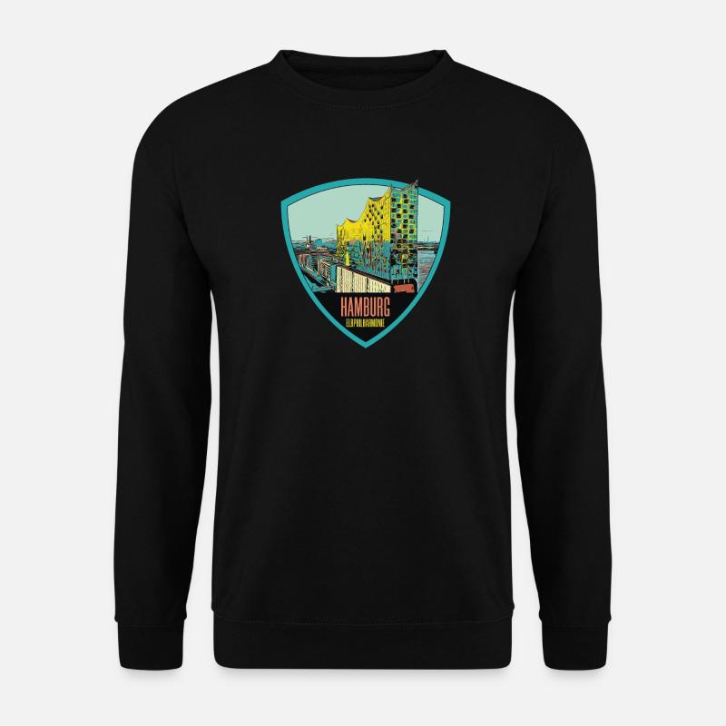 Illustration: , Hamburg - Unisex Pullover - Schwarz