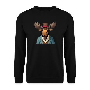 élan drôle dans un chapeau - Sweat-shirt Unisexe - noir - Devant - Alina (178cm) & Michal (187cm)