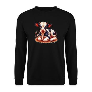 Vache - Sweat-shirt Unisexe - noir - Devant - Alina (178cm) & Michal (187cm)