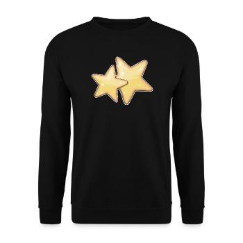Leuchtendes Sternenmuster Design für Bekleidung - Unisex Pullover - Schwarz - Vorne - Alina (178cm) & Michal (187cm)