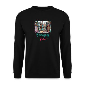 Camagüey Kuba Stadt Urlaub Design - Unisex Pullover - Schwarz - Vorne - Alina (178cm) & Michal (187cm)