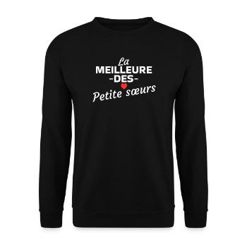 Die beste aller kleinen Schwestern - Unisex Pullover - Schwarz - Vorne - Alina (178cm) & Michal (187cm)