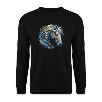 Pferd - Unisex Pullover - Schwarz - Vorne - Alina (178cm) & Michal (187cm)