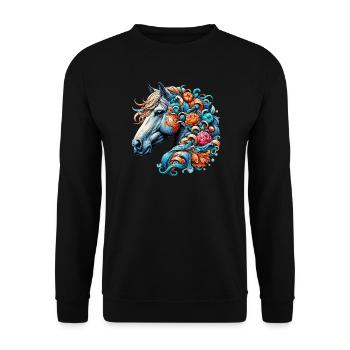 Horse - Unisex Sweatshirt - black - Front - Alina (178cm) & Michal (187cm)