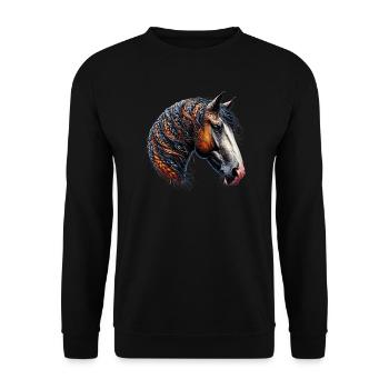 Pferd - Unisex Pullover - Schwarz - Vorne - Alina (178cm) & Michal (187cm)