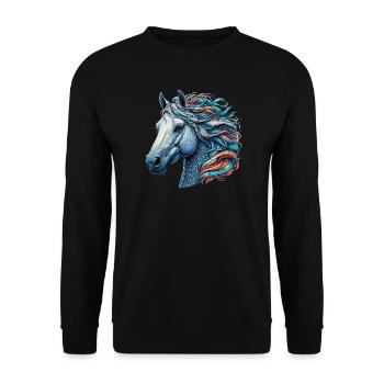 Pferd - Unisex Pullover - Schwarz - Vorne - Alina (178cm) & Michal (187cm)