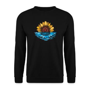Sonnenblume Meer Sonnenuntergang Blumen Wasser - Unisex Pullover - Schwarz - Vorne - Alina (178cm) & Michal (187cm)