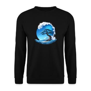 Ein Baum unter einer Welle - Unisex Pullover - Schwarz - Vorne - Alina (178cm) & Michal (187cm)