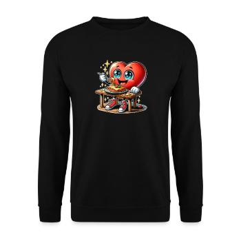 Lasagne Herz Italien Essen Kochen - Unisex Pullover - Schwarz - Vorne - Alina (178cm) & Michal (187cm)