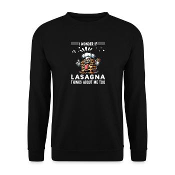 Je me demande si la lasagne pense à moi aussi - Sweat-shirt Unisexe - noir - Devant - Alina (178cm) & Michal (187cm)
