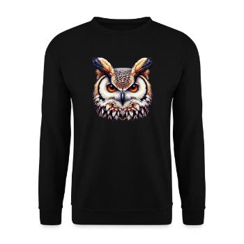 Eule - Unisex Pullover - Schwarz - Vorne - Alina (178cm) & Michal (187cm)