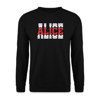 t-shirt Alice t-shirt idée cadeau texte empilé - Sweat-shirt Unisexe - noir - Devant - Alina (178cm) & Michal (187cm)
