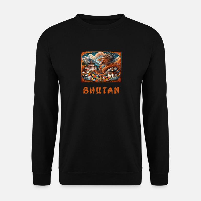 Bhutan Drache Buddha Thimphu - Unisex Pullover - Schwarz