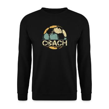 retro coach Fußballtrainer Logo Ball Symbol Team - Unisex Pullover - Schwarz - Vorne - Alina (178cm) & Michal (187cm)