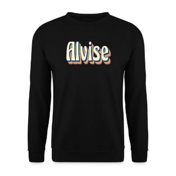 Alvise Retro T-Shirt Vintage T-Shirt Geschenkidee - Unisex Pullover - Schwarz - Vorne - Alina (178cm) & Michal (187cm)