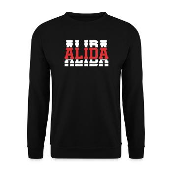 Alida t-shirt t-shirt idée cadeau texte empilé - Sweat-shirt Unisexe - noir - Devant - Alina (178cm) & Michal (187cm)