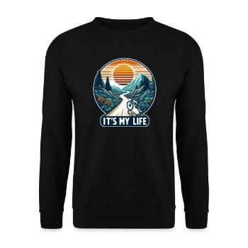 Sunset Mountain Cycling Adventure - Unisex Sweatshirt - black - Front - Alina (178cm) & Michal (187cm)