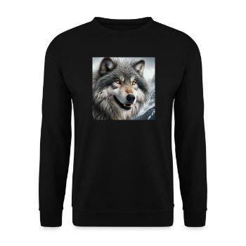 Wolf - Unisex Pullover - Schwarz - Vorne - Alina (178cm) & Michal (187cm)