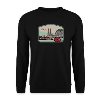 Panoramablick Köln Illustration - Unisex Pullover - Schwarz - Vorne - Alina (178cm) & Michal (187cm)