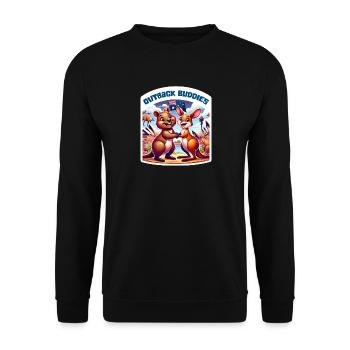 Australien Känguru und Quokka Design - Unisex Pullover - Schwarz - Vorne - Alina (178cm) & Michal (187cm)