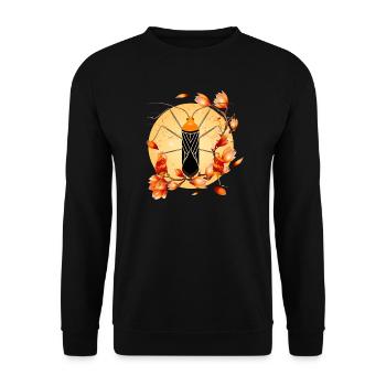 Anisoscelis alipes Blattfußwanze und Magnolie - Unisex Pullover - Schwarz - Vorne - Alina (178cm) & Michal (187cm)