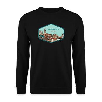 Hamburg, a historic German city - Unisex Sweatshirt - black - Front - Alina (178cm) & Michal (187cm)