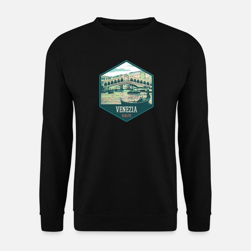 Illustration der Rialtobrücke, Venedig - Unisex Pullover - Schwarz