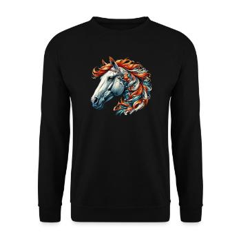 Pferd - Unisex Pullover - Schwarz - Vorne - Alina (178cm) & Michal (187cm)