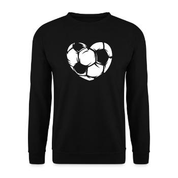 Fußball Liebe Herz Symbol Illustration Mannschaft - Unisex Pullover - Schwarz - Vorne - Alina (178cm) & Michal (187cm)