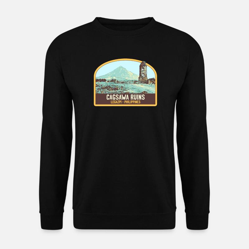 Ruinen von Cagsawa, Vulkan Mayon, Philippinen - Unisex Pullover - Schwarz