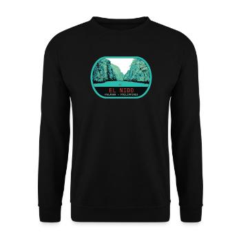 Panoramablick auf El Nido, Insel Palawan - Unisex Pullover - Schwarz - Vorne - Alina (178cm) & Michal (187cm)