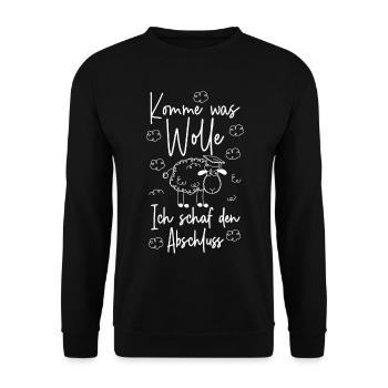 Komme was wolle Ich schaf den Abschluss 2026 - Unisex Pullover - Schwarz - Vorne - Alina (178cm) & Michal (187cm)