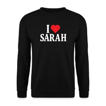 T-Shirt Ich liebe Sarah T-Shirt Geschenkidee - Unisex Pullover - Schwarz - Vorne - Alina (178cm) & Michal (187cm)