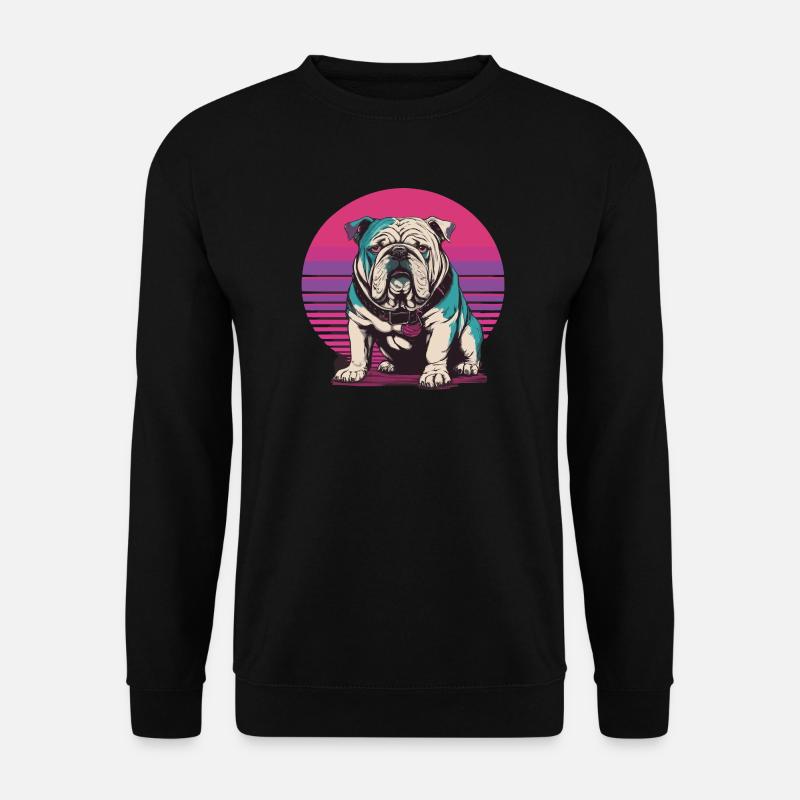 Retro Bulldog Illustration - Unisex Pullover - Schwarz