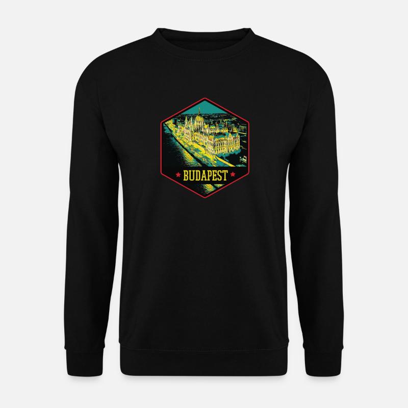 Nächtliche Illustration Historisches Budapest - Unisex Pullover - Schwarz