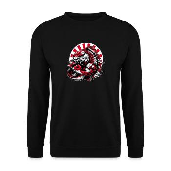 Koi Fisch Japan Nationalflagge Karpfen - Unisex Pullover - Schwarz - Vorne - Alina (178cm) & Michal (187cm)