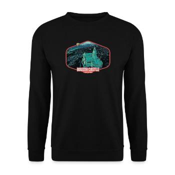 Illustration Schloss Bouzov in Tschechien - Unisex Pullover - Schwarz - Vorne - Alina (178cm) & Michal (187cm)