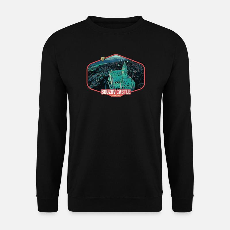 Illustration Schloss Bouzov in Tschechien - Unisex Pullover - Schwarz