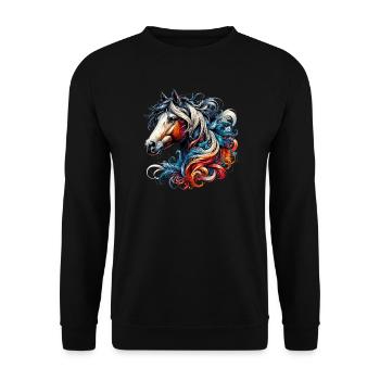 Pferd - Unisex Pullover - Schwarz - Vorne - Alina (178cm) & Michal (187cm)