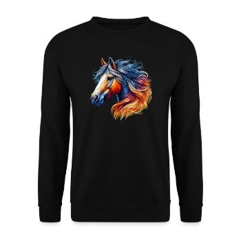 Horse - Unisex Sweatshirt - black - Front - Alina (178cm) & Michal (187cm)