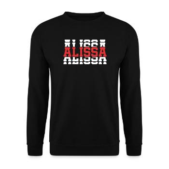 t-shirt Alissa t-shirt idée cadeau texte empilé - Sweat-shirt Unisexe - noir - Devant - Alina (178cm) & Michal (187cm)