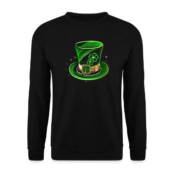 St Patricks Day Hut Zylinder mit Klee - Unisex Pullover - Schwarz - Vorne - Alina (178cm) & Michal (187cm)