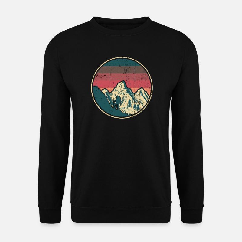 Alpine Hiker Retro Sonnenuntergang - Unisex Pullover - Schwarz