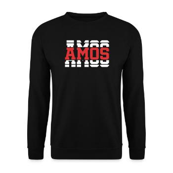 t-shirt Amos t-shirt gift idea stacked text - Unisex Sweatshirt - black - Front - Alina (178cm) & Michal (187cm)
